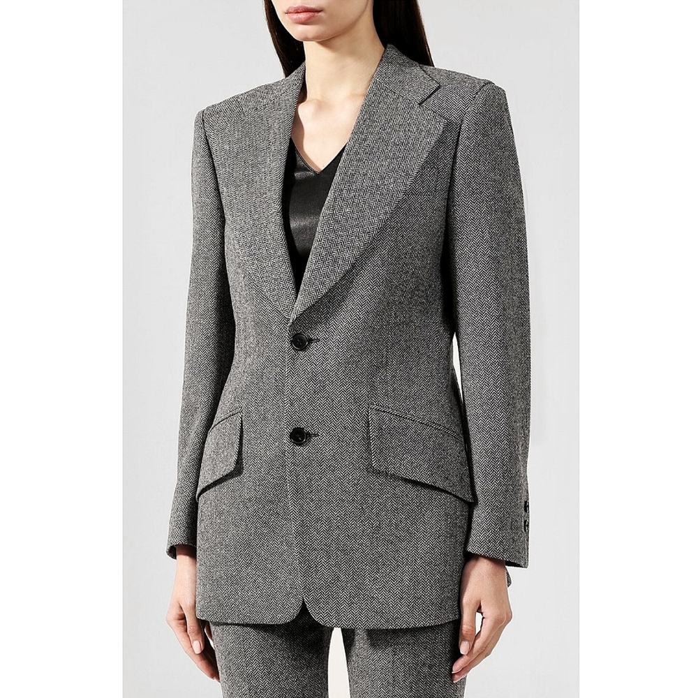 Maison Margiela Paris Herringbone Oversized Vented Office Siren Blazer Jacket